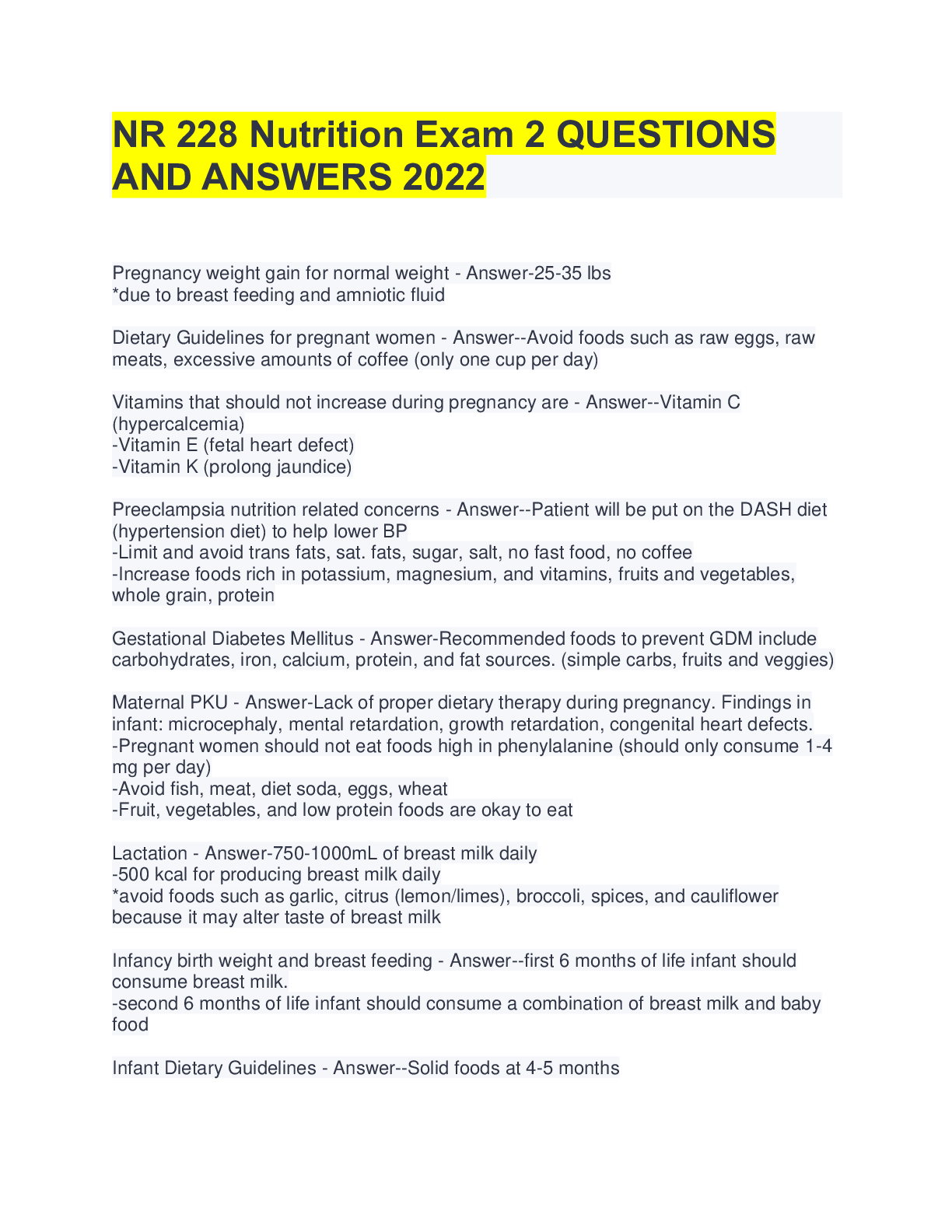 Preview image for NR 228 Nutrition Exam 2